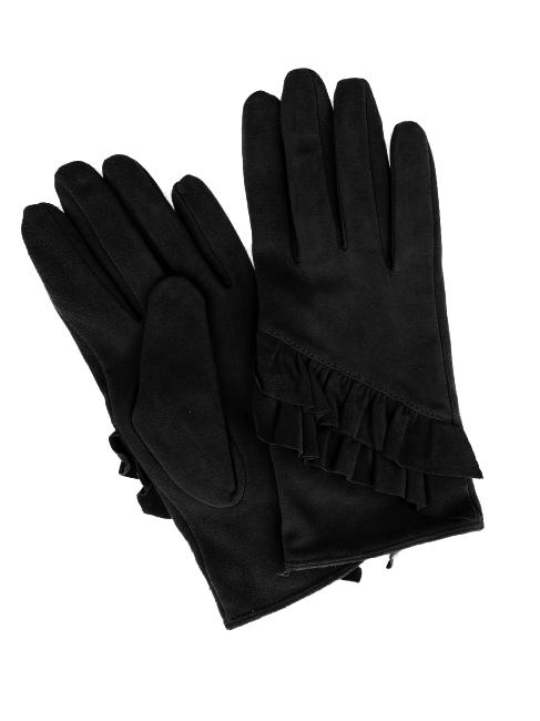 TOSCA BLU Guanto con rouches in pelle suede  Nero - Guanti