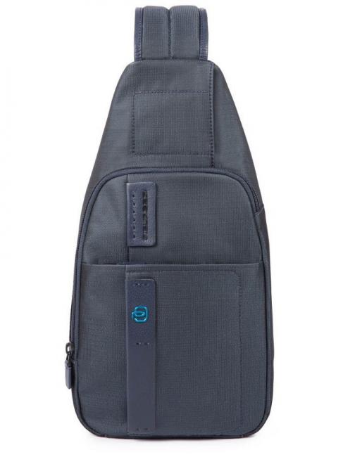 PIQUADRO P16 Zainetto Monospalla porta Tablet CHECK/BLU - Tracolle Uomo