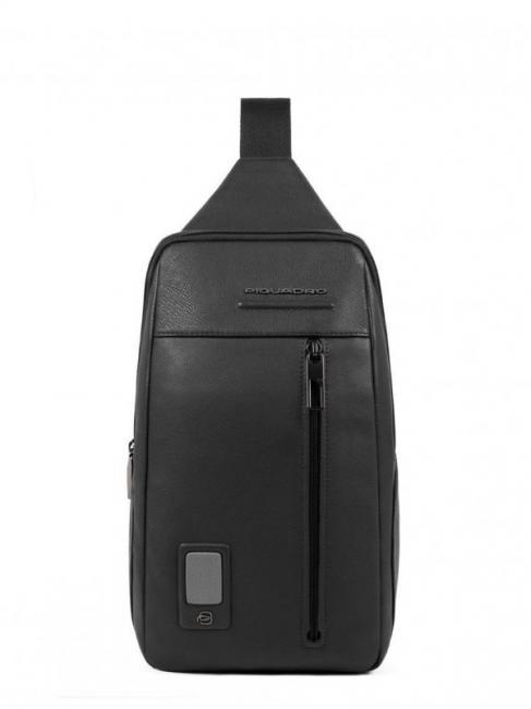 PIQUADRO AKRON Monospalla in pelle Nero - Zaini da lavoro porta PC