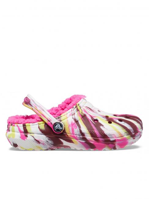 CROCS CLASSIC LINED MARBLED GLOG TODDLER Sabot imbottito electric pink/multi - Scarpe Bambino