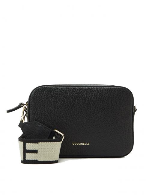 COCCINELLE TEBE Borsa a tracolla in pelle martellata Nero - Borse Donna