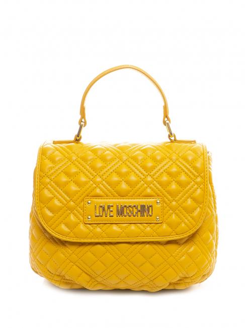 LOVE MOSCHINO QUILTED Borsa a mano con patta e tracolla mostarda - Borse Donna