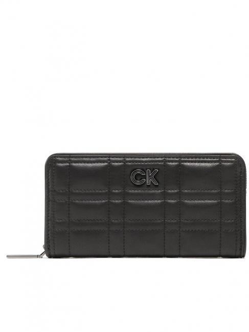 CALVIN KLEIN RE-LOCK QUILT Portafoglio grande zip around ckblack - Portafogli Donna