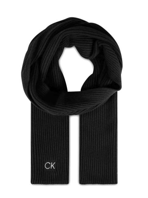 CALVIN KLEIN CLASSIC RIBBON Sciarpa a coste in cotone ckblack - Sciarpe