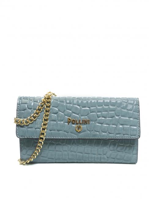 POLLINI COCCO LUX Pochette con tracolla in metallo Azzurro - Portafogli Donna