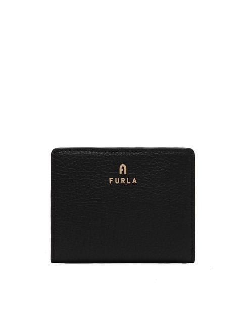 FURLA CAMELIA Portafoglio compatto pelle vitello Nero - Portafogli Donna