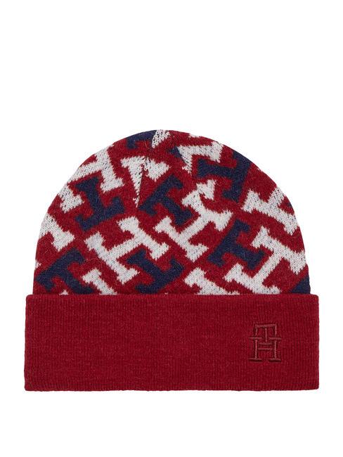 TOMMY HILFIGER ICONIC MONOGRAM Cuffia con logo e risvolto rouge - Cappelli