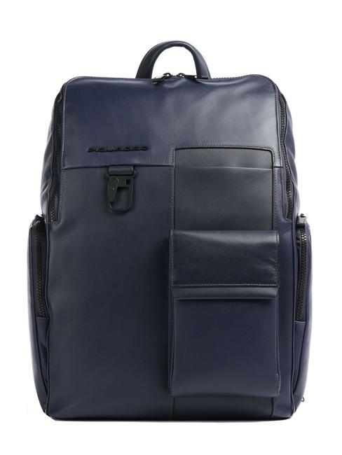 PIQUADRO FINN Zaino porta PC 15,6", in pelle blu - Zaini da lavoro porta PC