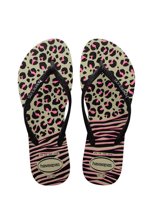 HAVAIANAS SLIM FLATFORM Infradito stampate black/grey - Scarpe Donna