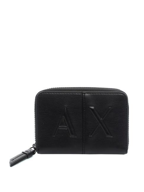 ARMANI EXCHANGE LOGO EMBOSSED Portafoglio piccolo zip around Nero - Portafogli Donna