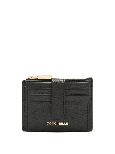 COCCINELLE METALLIC SOFT Portafoglio piatto pelle martellata Nero - Portafogli Donna
