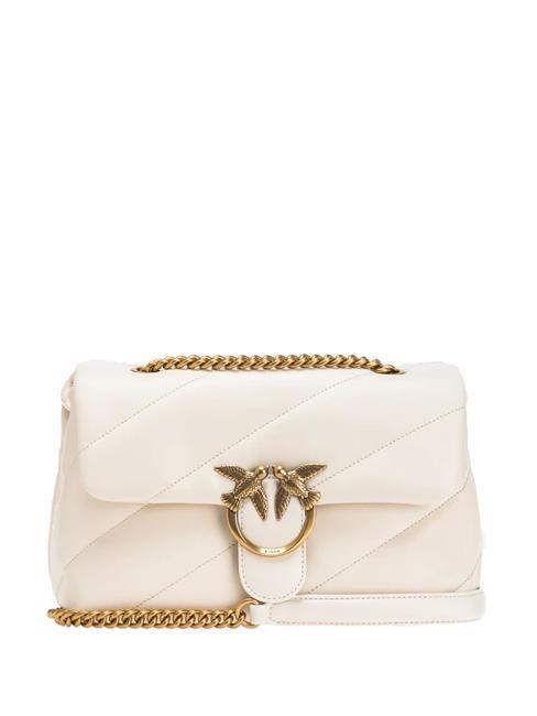 PINKO MINI LOVE BAG Borsa in nappa bianco seta-antique gold - Borse Donna