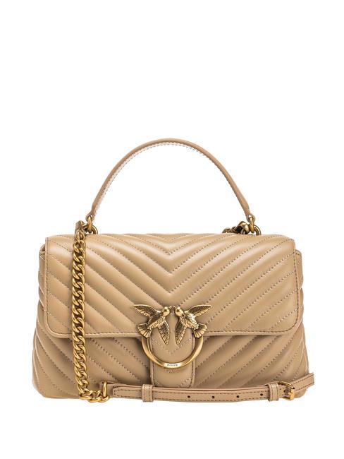 PINKO CLASSIC LADY LOVE BAG Borsa puff chevron biscotto zenzero-antique gold - Borse Donna