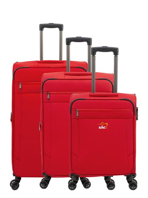 LESAC LIGHT FLY Set Trolley: Cabin, Medio e Grande Espandibili rosso - Set Trolley