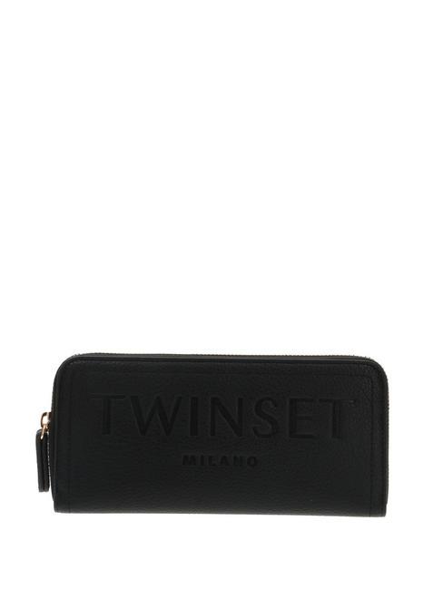 TWINSET EMBOSSED LOGO Portafoglio Zip Around nero - Portafogli Donna