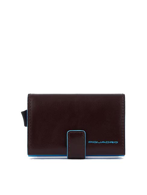 PIQUADRO BLUE SQUARE Portacarte di credito in pelle e metallo MOGANO - Portafogli Uomo