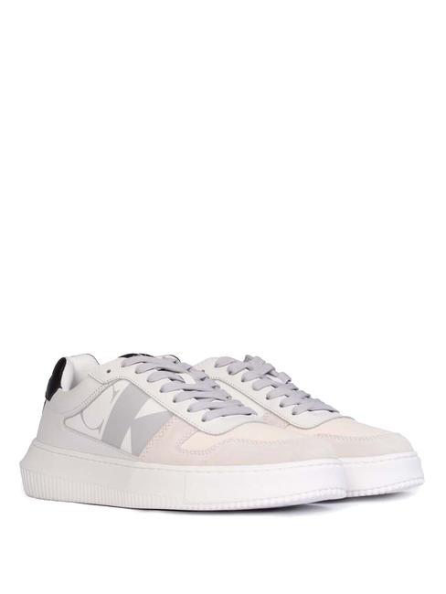 CALVIN KLEIN CK JEANS CHUNKY Sneakers in pelle bright white/creamy white/oyster m - Scarpe Uomo