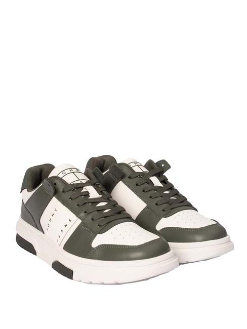 TOMMY HILFIGER TOMMY JEANS Leather Cupsole Sneakers in pelle pewter green/ ecru - Scarpe Uomo