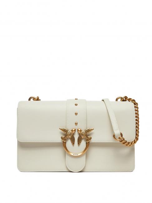 PINKO CLASSIC LOVE BAG Borsa one simply bianco seta-antique gold - Borse Donna