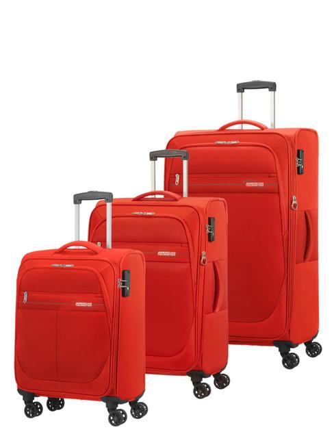 AMERICAN TOURISTER DEEP DIVE Set 3 trolley:cabin, medio e grande espandibili red/grey - Set Trolley