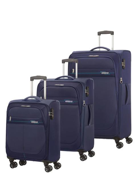 AMERICAN TOURISTER DEEP DIVE Set 3 trolley:cabin, medio e grande espandibili navy/blue - Set Trolley