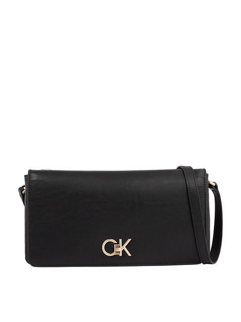 CALVIN KLEIN RE-LOCK DOUBLE GUSETTE Pochette a tracolla ck black - Borse Donna