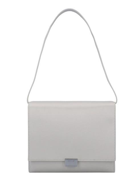 CALVIN KLEIN ARCHIVE HARDWARE SHINY Borsa a spalla lucida dark ecru - Borse Donna