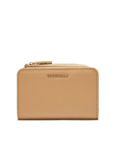 COCCINELLE METALLIC SOFT Small wallet in textured leather fresh beige - Portafogli Donna