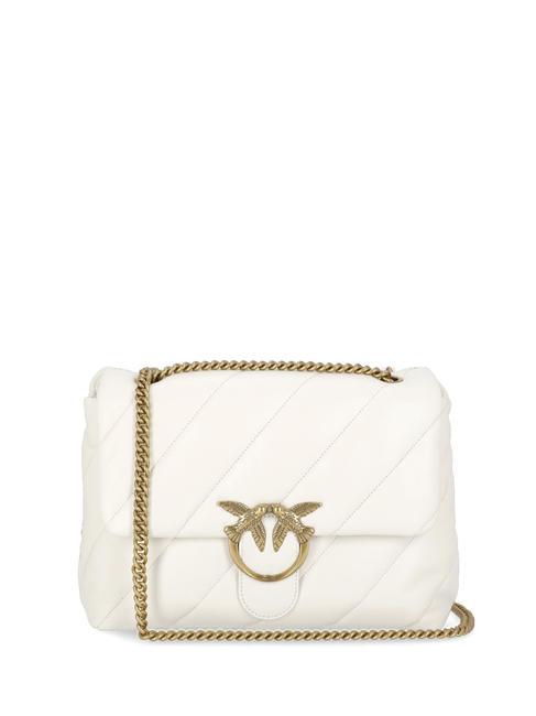 PINKO BIG LOVE PUFF Borsa in pelle nappa bianco seta-antique gold - Borse Donna