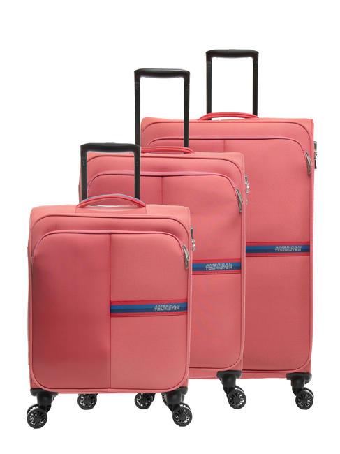 AMERICAN TOURISTER BRIGHT LIFE Set 3 trolley: cabin, medio, grande sun kissed coral - Set Trolley
