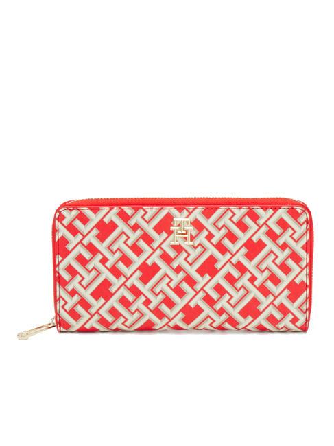 TOMMY HILFIGER ICONIC TOMMY MONOGRAM Portafoglio grande zip around fierce red - Portafogli Donna