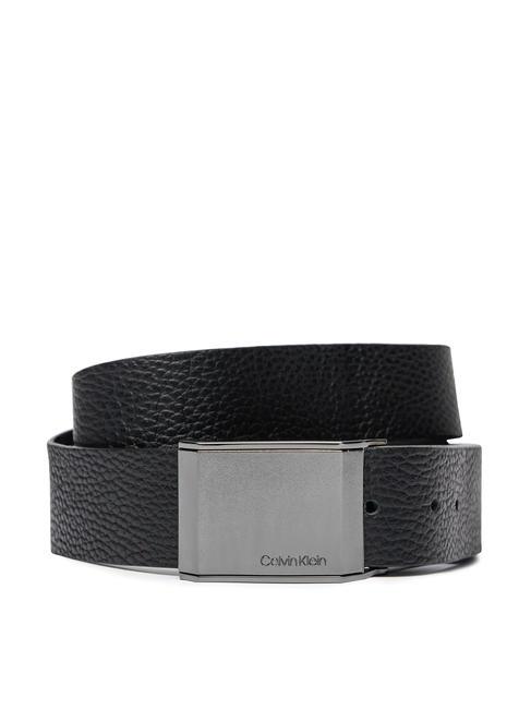 CALVIN KLEIN BEVELED PLAQUE Cintura in pelle Made in Italy ckblack - Cinture