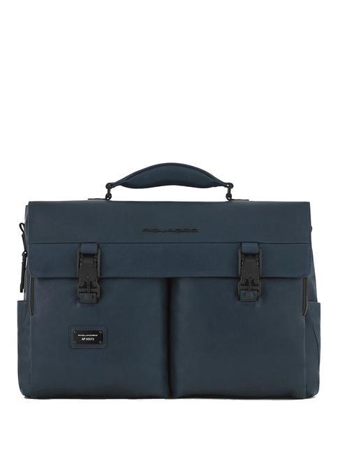 PIQUADRO HARPER Cartella porta PC 15,6", in pelle blu - Cartelle Lavoro