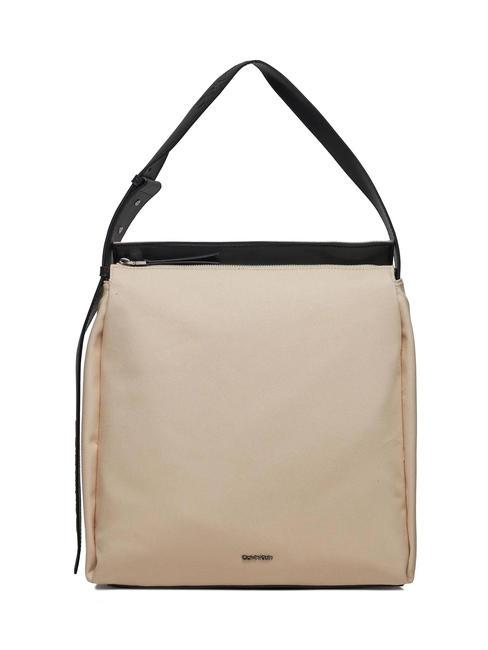 CALVIN KLEIN GRACIE Borsa a spalla in canvas dark ecru - Borse Donna