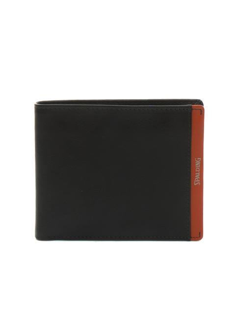 SPALDING STRIPE Portafoglio in pelle 8cc brown/orange - Portafogli Uomo