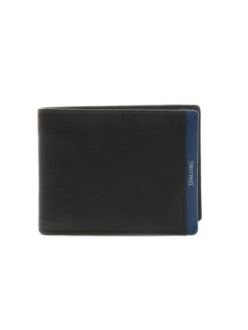 SPALDING STRIPE Portafoglio in pelle 8cc black/navy - Portafogli Uomo