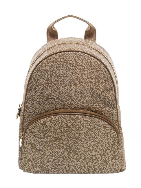 BORBONESE MEDIUM ECO LINE Zaino rotondo con tasca beige brown - Borse Donna