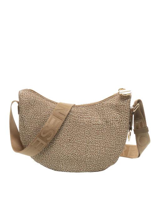 BORBONESE HOBO LUNA MINI ECO LINE Borsa sacca a tracolla beige brown - Borse Donna