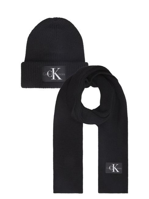 CALVIN KLEIN CK JEANS MONOLOGO PATCH GIFTBOX Cappello e sciarpa black - Sciarpe