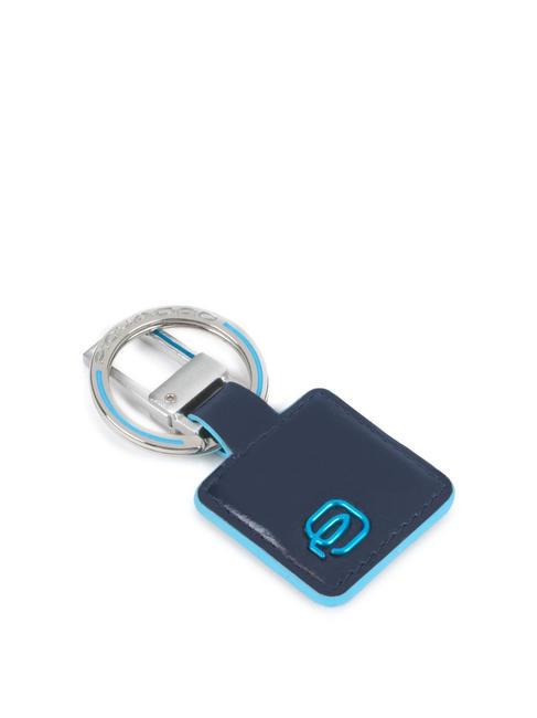 PIQUADRO BLUE SQUARE Portachiavi in pelle con moschettone blu - Portachiavi