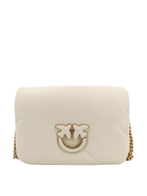 PINKO LOVE CLICK PUFF CLASSIC Borsa a tracolla in pelle bianco + bianco-block color - Borse Donna