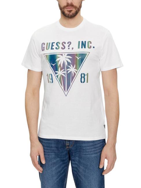GUESS PALMS T-shirt in cotone purwhite - T-shirt Uomo