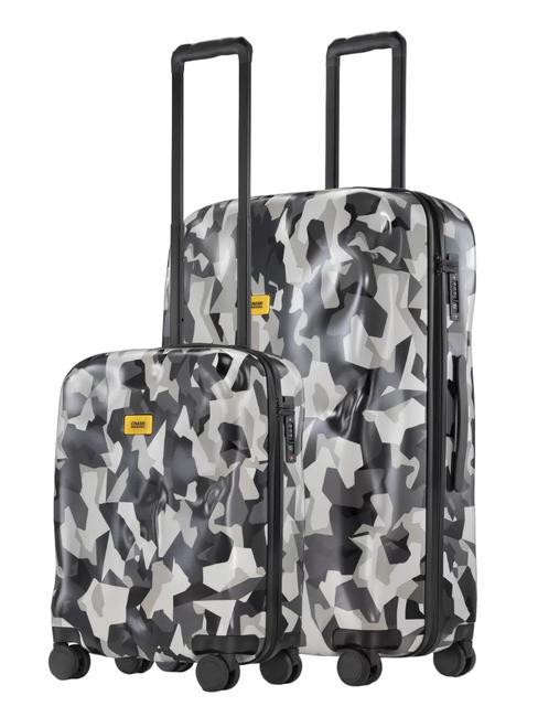 CRASH BAGGAGE ICON PATTERN Set 2 trolley: cabin + grande camo grey - Set Trolley