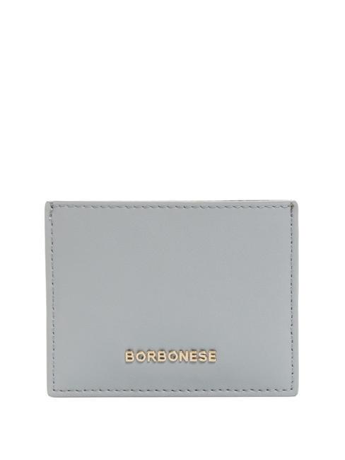 BORBONESE LETTERING Porta carte piatto in pelle grigio - Portafogli Donna