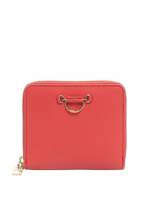 BORBONESE SAVOY DUETTO Portafoglio compatto in pelle rosso corallo - Portafogli Donna
