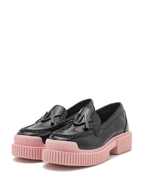 ARMANI EXCHANGE METALLIC LOGO Mocassini vernice black+rose - Scarpe Donna