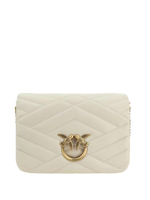 PINKO LOVE CLICK PUFF CLASSIC Borsa in pelle trapuntata a tracolla  bianco seta-antique gold - Borse Donna