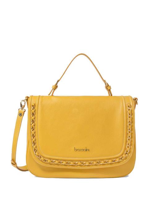 BRACCIALINI NORA Borsa cartelletta in pelle giallo - Borse Donna