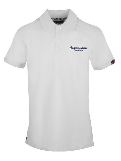 AQUASCUTUM LOGO LETTERING Polo manica corta cotone stretch white - Polo Uomo