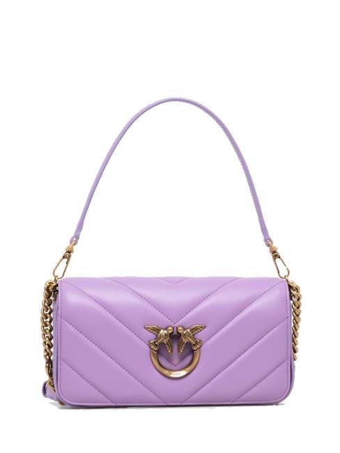 PINKO LOVE CLICK Borsa baguette mini in pelle tulipano viola-antque gold - Borse Donna